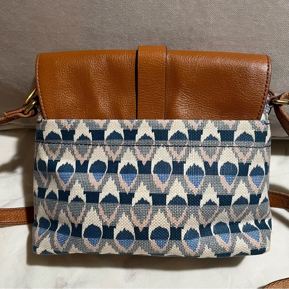 FOSSIL Kinley Ikat Small Crossbody Bag Blue Print - Picture 8 of 16